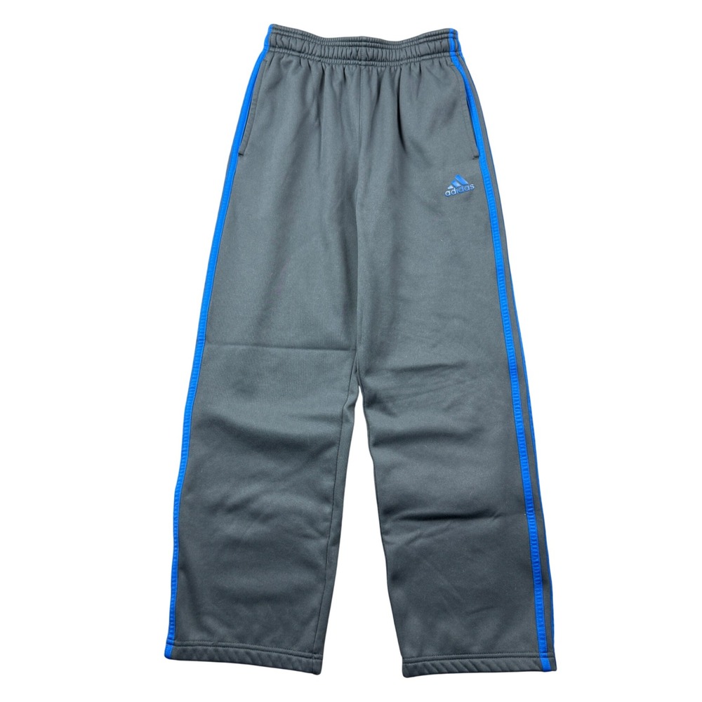Adidas Youth Kids Boys Medium 10/12 Gray Blue 3-Stripe Athletic Sweatpant Active